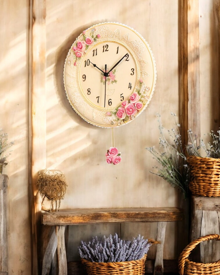 'Country Roses' Vintage Wall Clock
