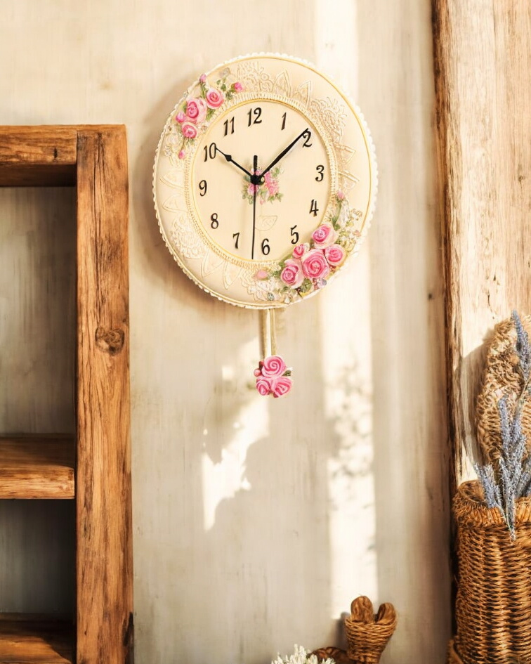 'Country Roses' Vintage Wall Clock