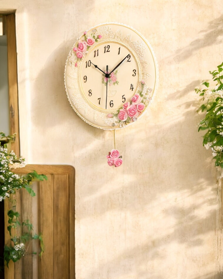 'Country Roses' Vintage Wall Clock