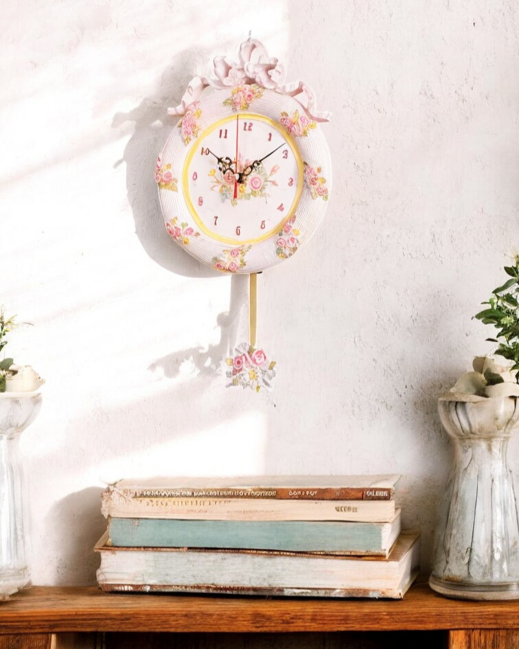 'Country Roses' Vintage Wall Clock