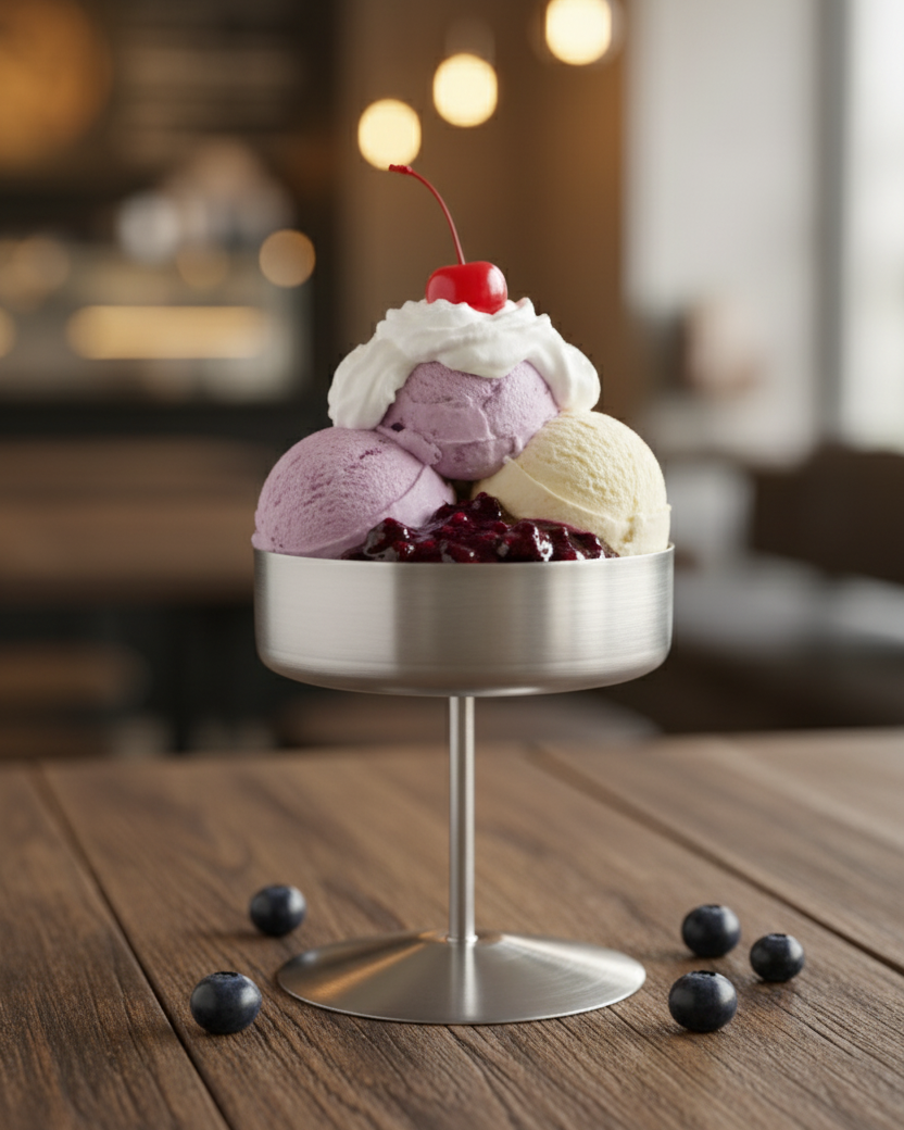 Stemline Pedestal Dessert Bowl - Silver