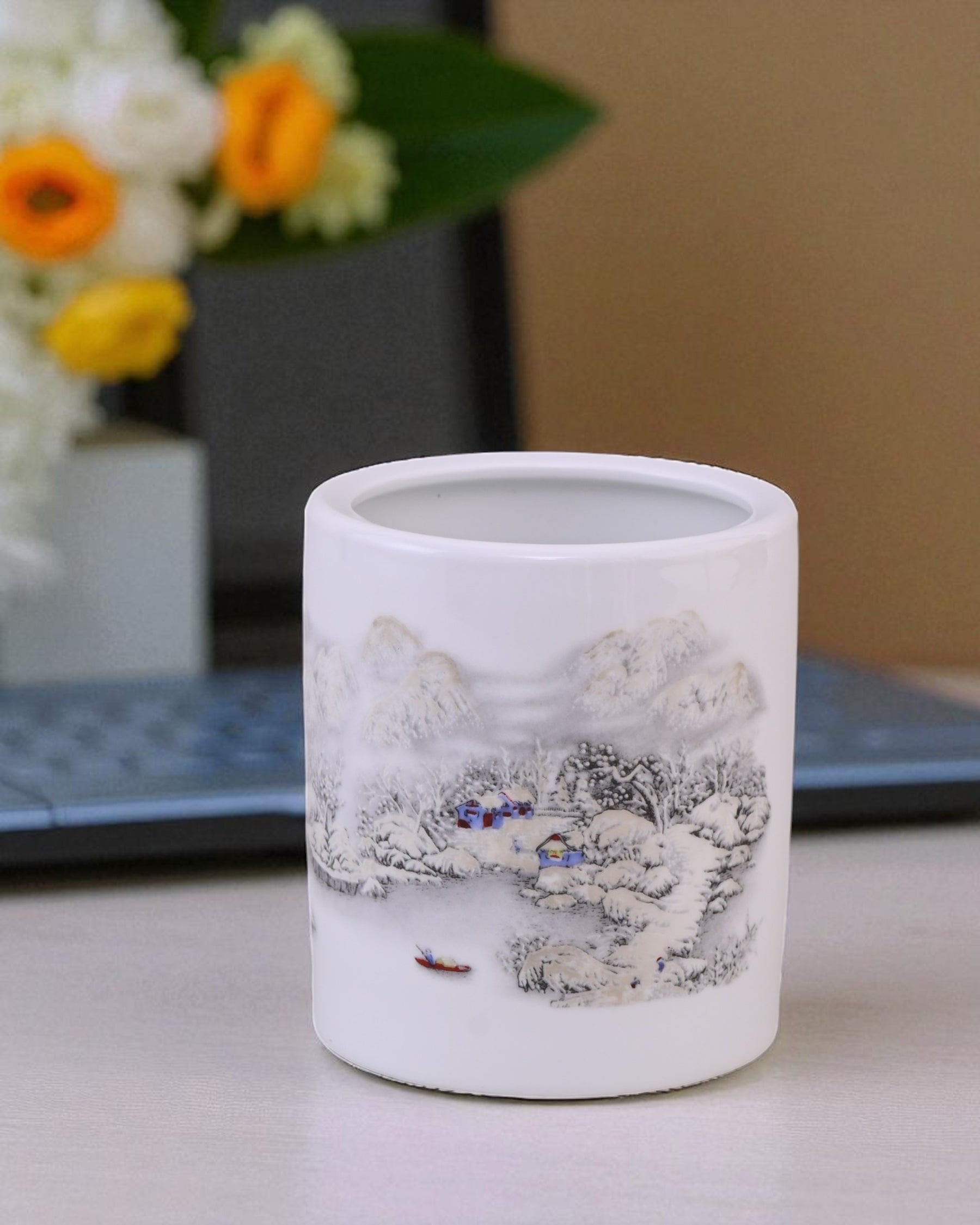 Winter Serenity Ceramic Planter