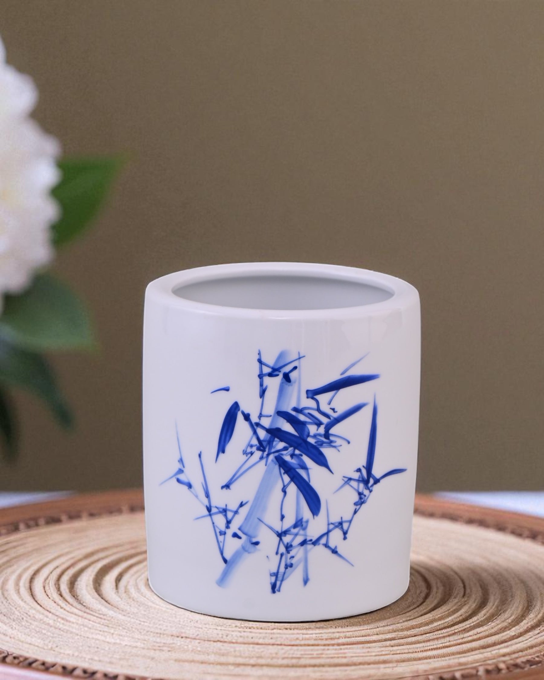 Blue Bamboo Ceramic Planter