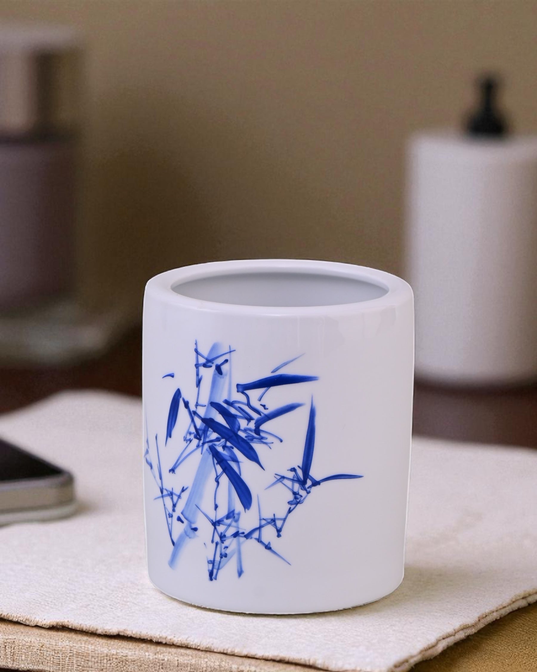 Blue Bamboo Ceramic Planter