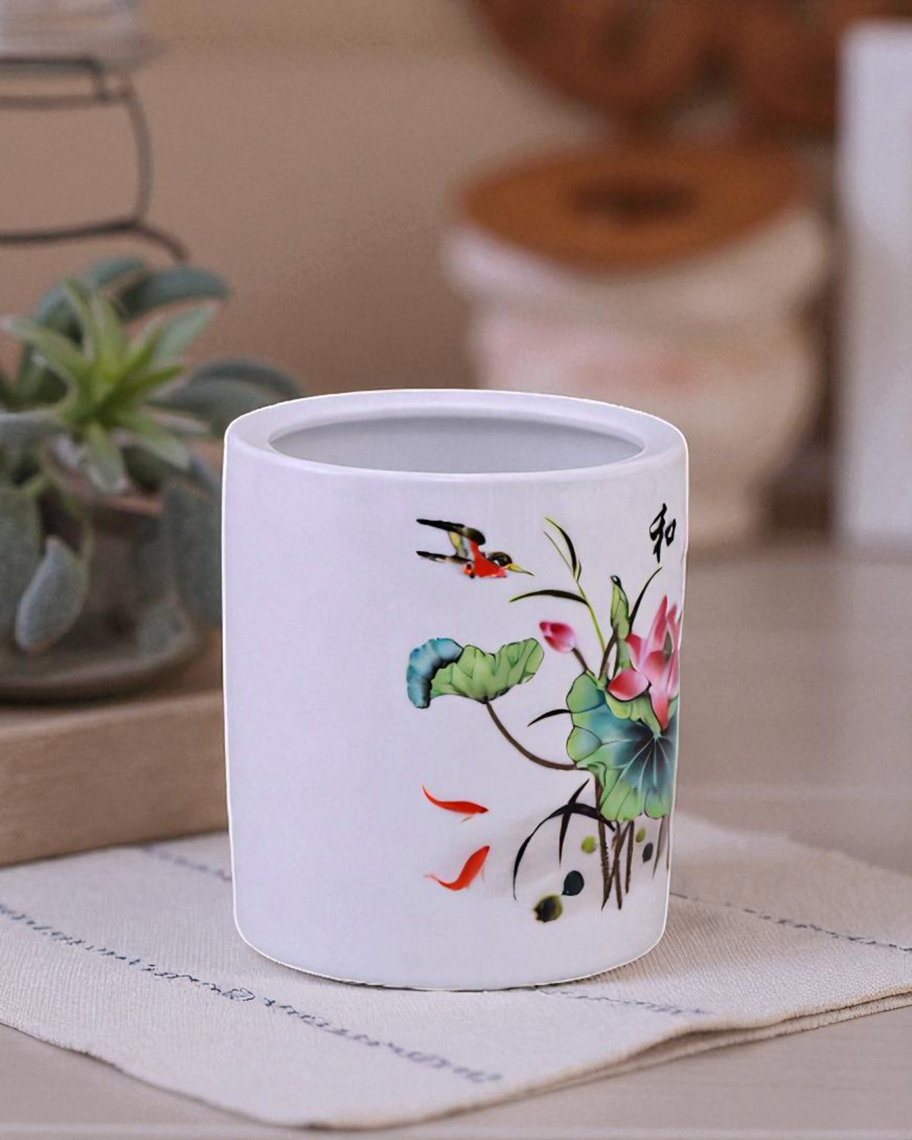 Lotus Harmony Ceramic Planter
