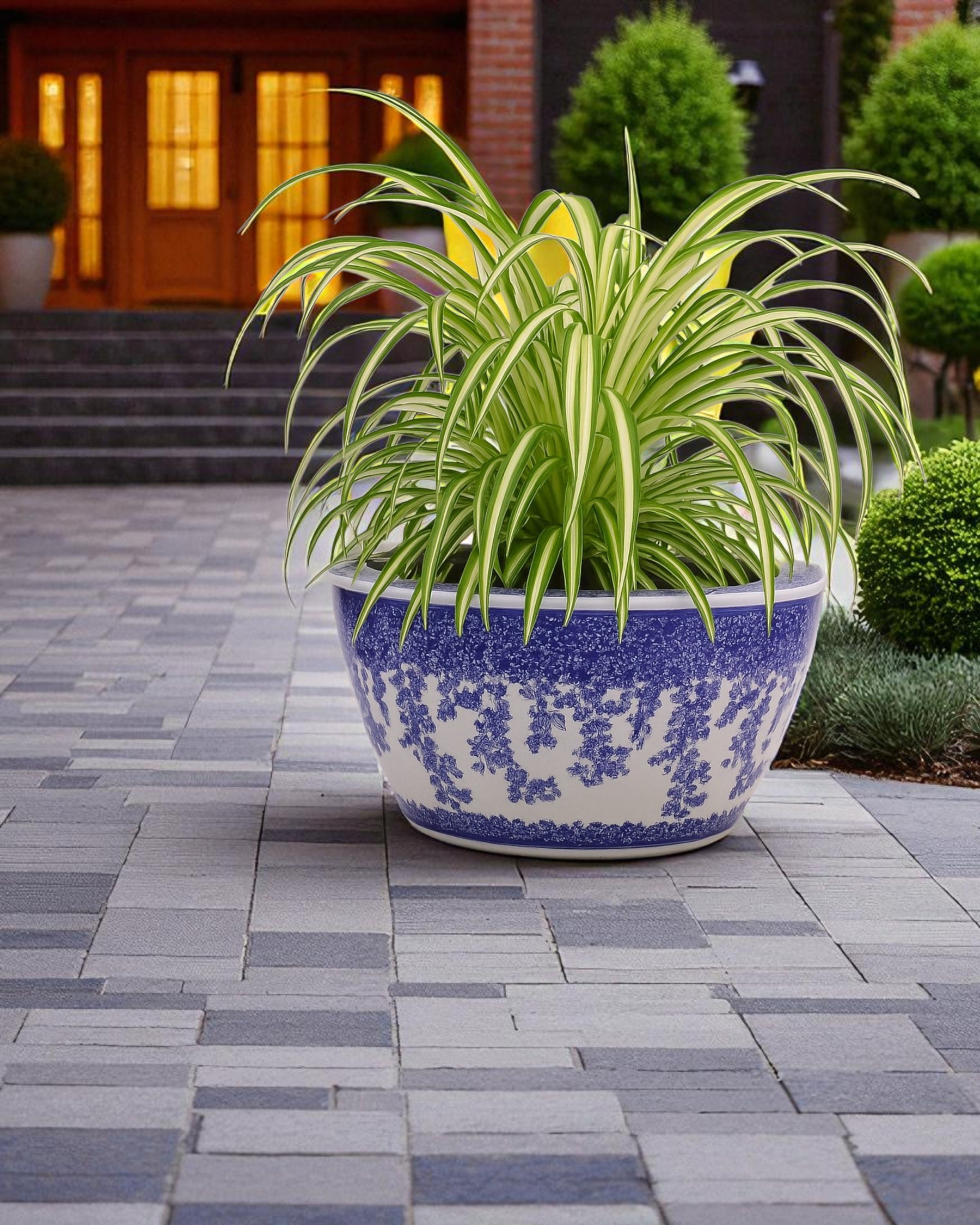 Blue & White Cascade Hand Painted Planter