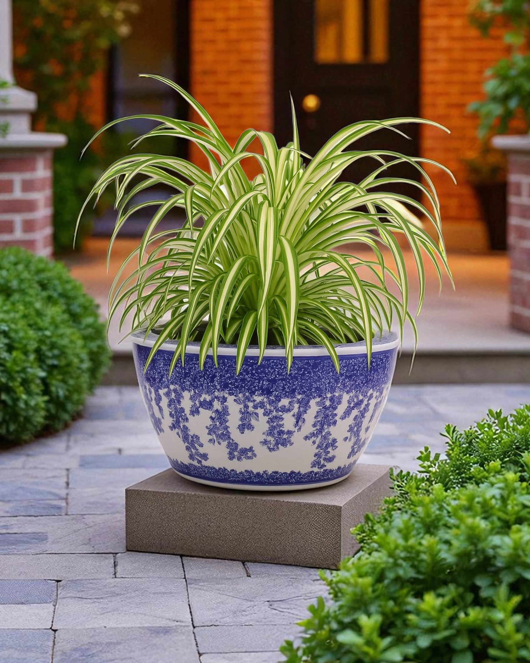 Blue & White Cascade Hand Painted Planter