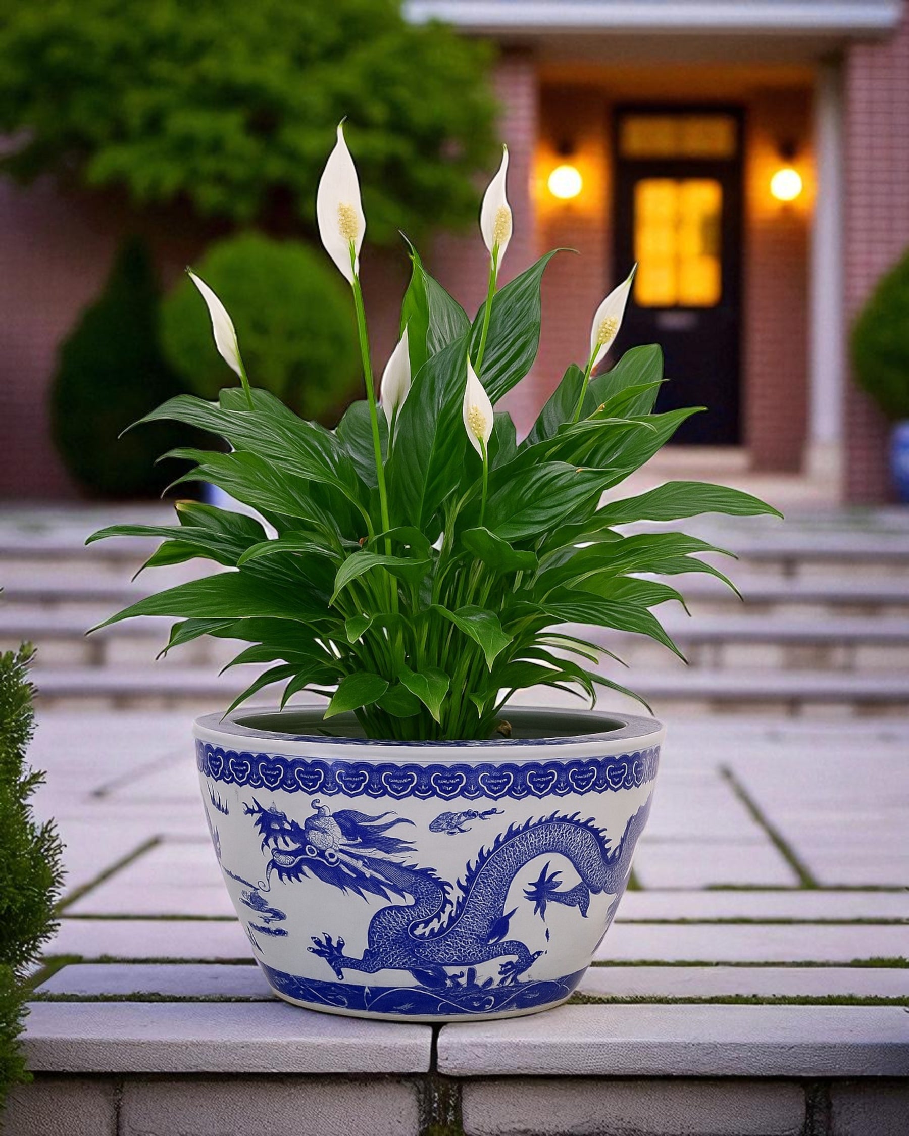 Imperial Dragon Blue & White Planter