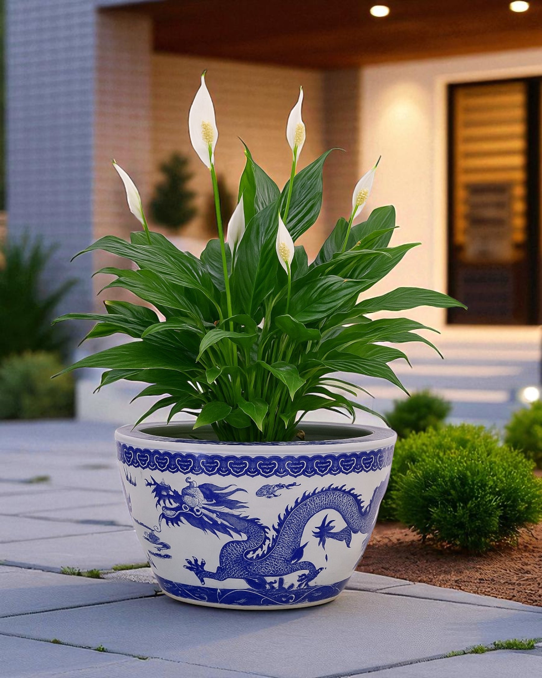 Imperial Dragon Blue & White Planter