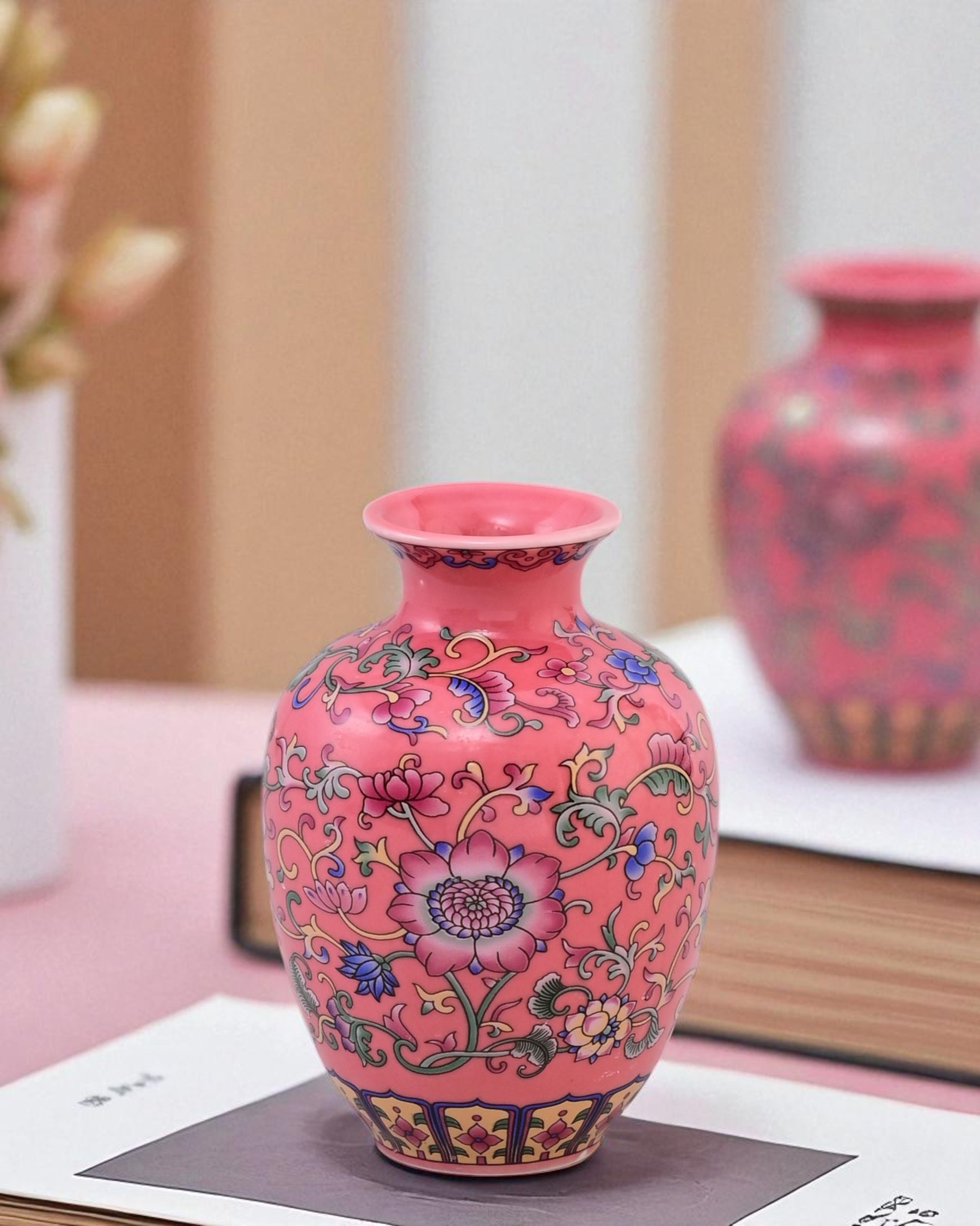 Famille Rose Blossom Vase - Set Of 3