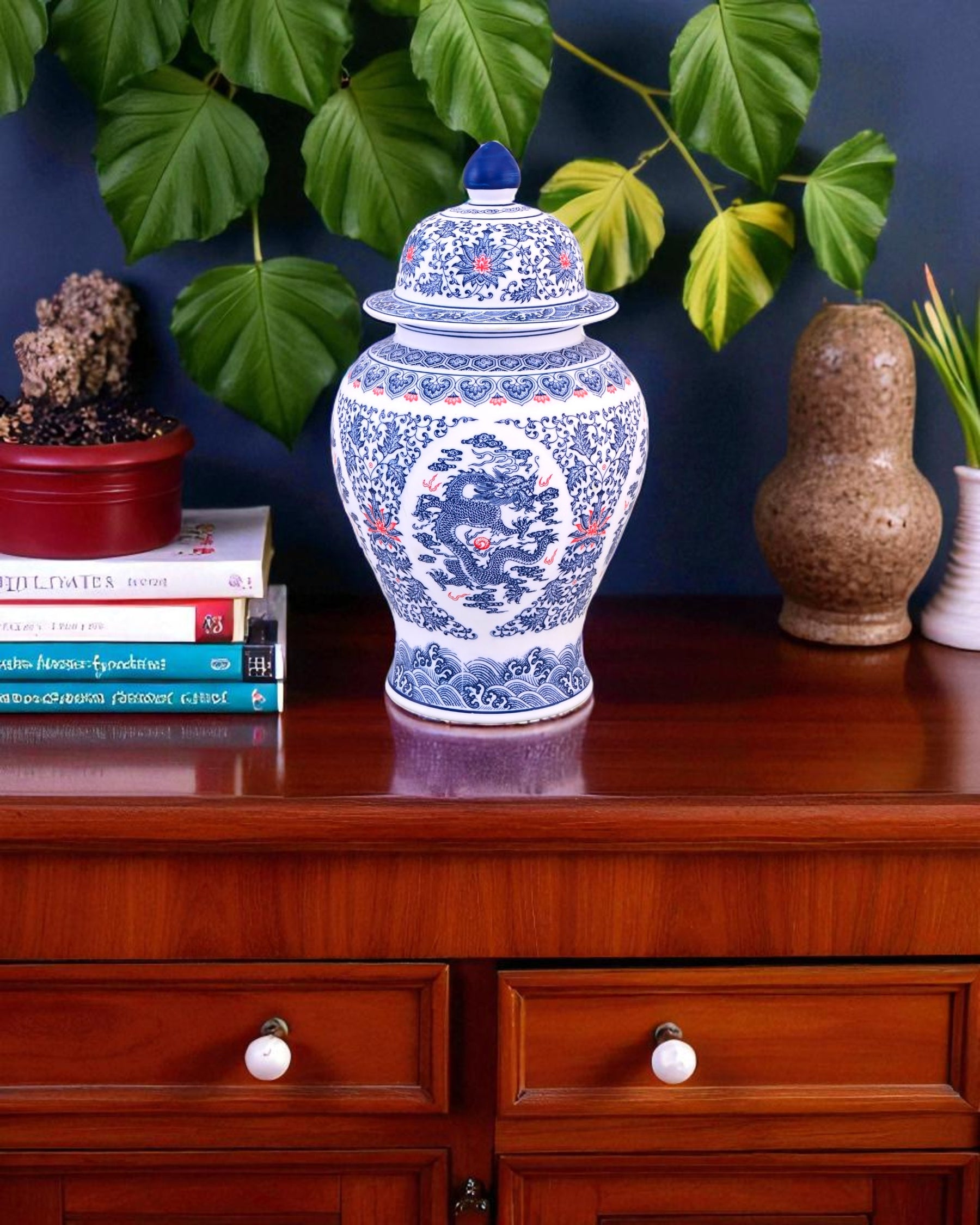 Blue and White Royal Dynasty Temple Jar