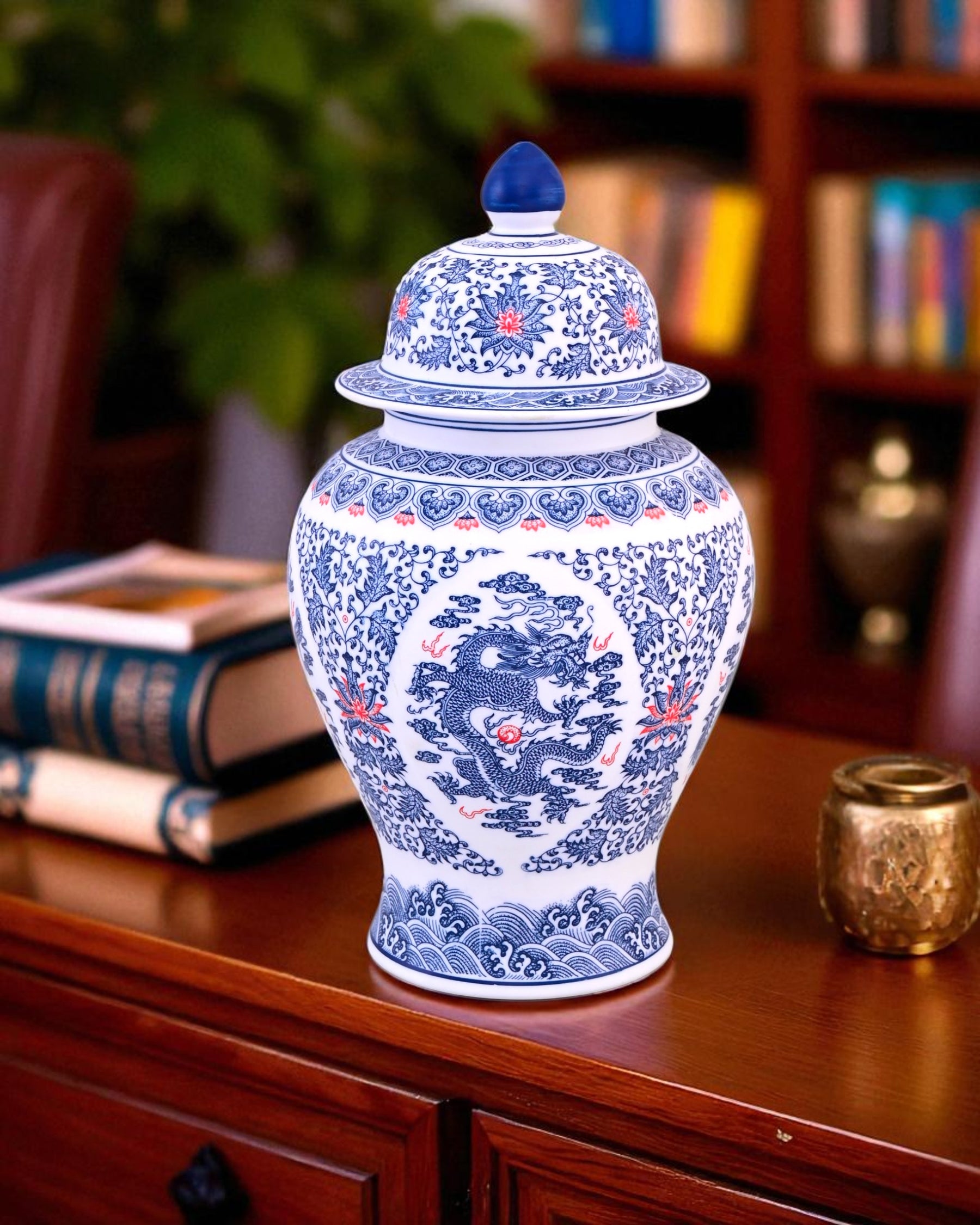 Blue and White Royal Dynasty Temple Jar