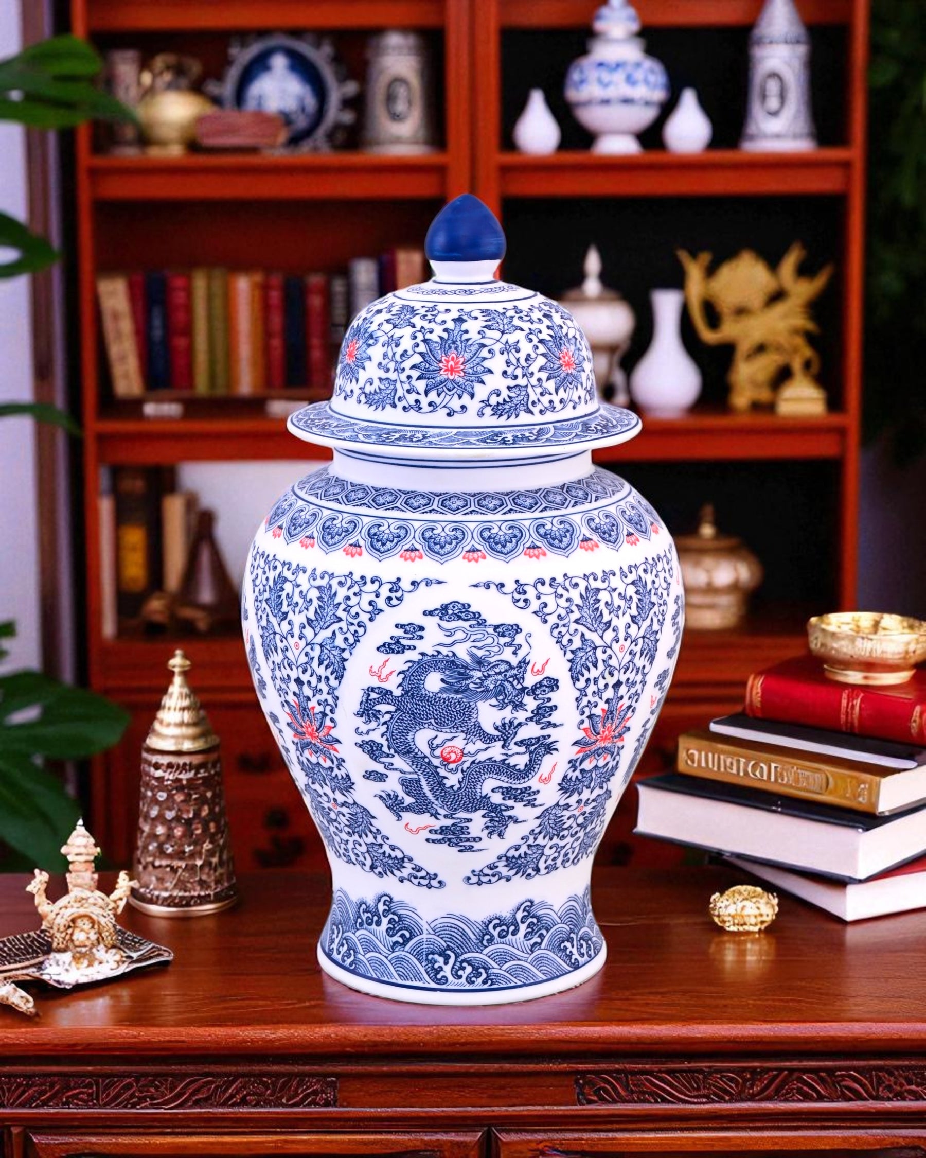 Blue and White Royal Dynasty Temple Jar