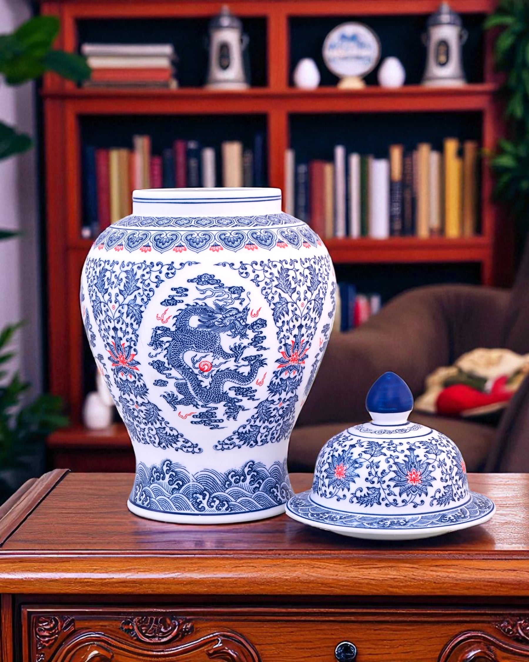 Blue and White Royal Dynasty Temple Jar
