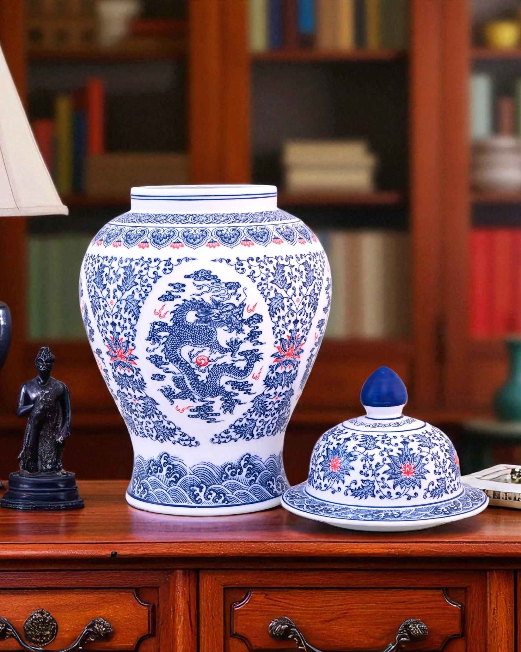 Blue and White Royal Dynasty Temple Jar