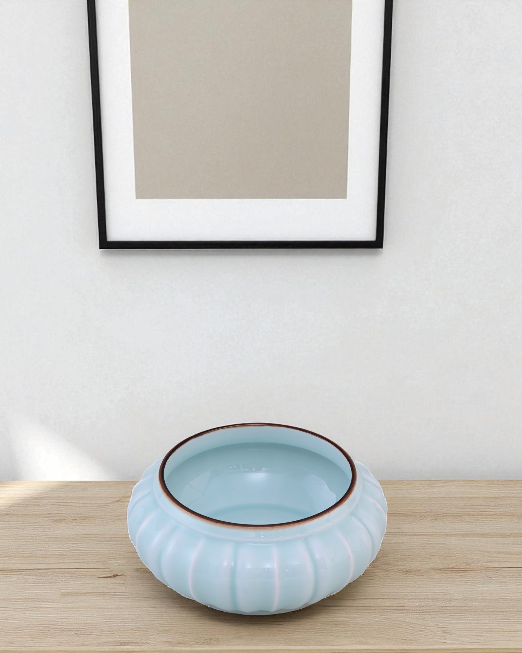 Scalloped Celadon Glaze Decorative Bowl