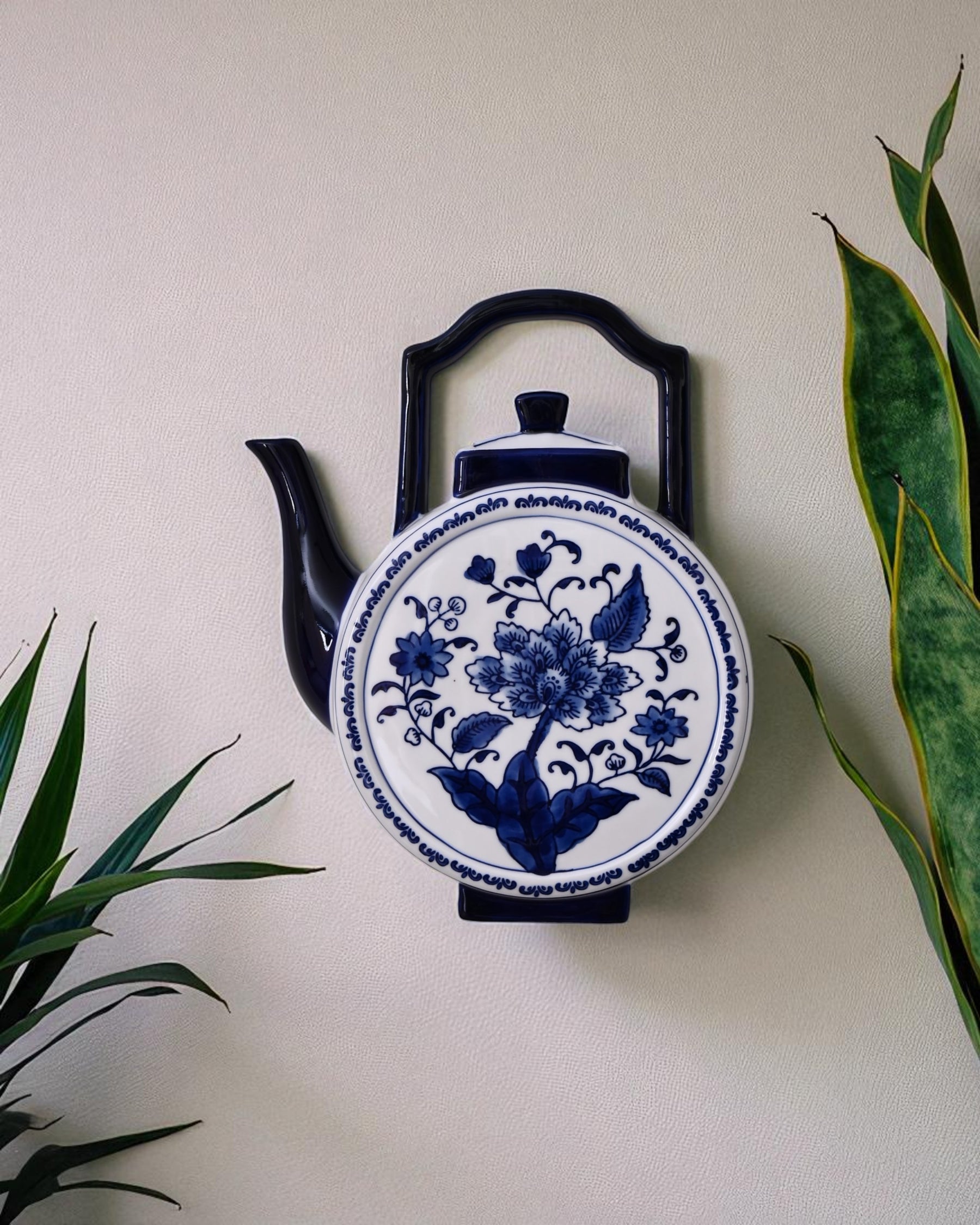 Heritage Blue & White - Wall Mounted Planter Kettle