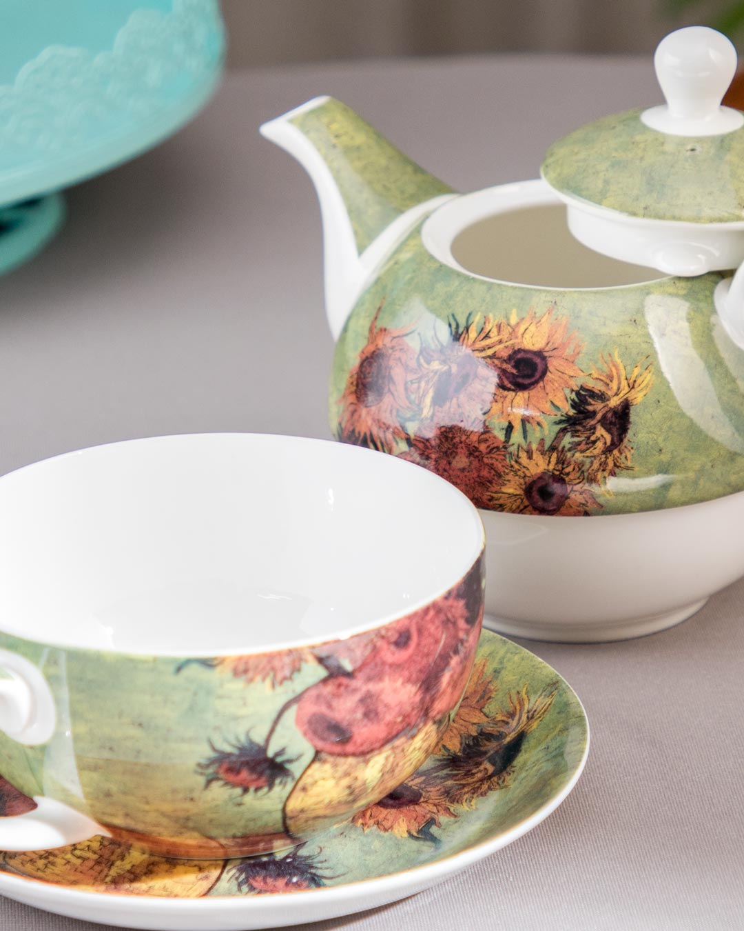 'Sunflowers' Vincent Van Gogh Painting Tea for Two Set