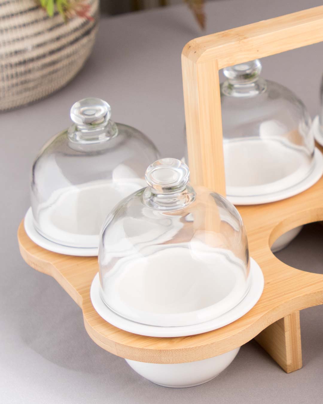 Divided Glass Serving Tray - 6 Compartments