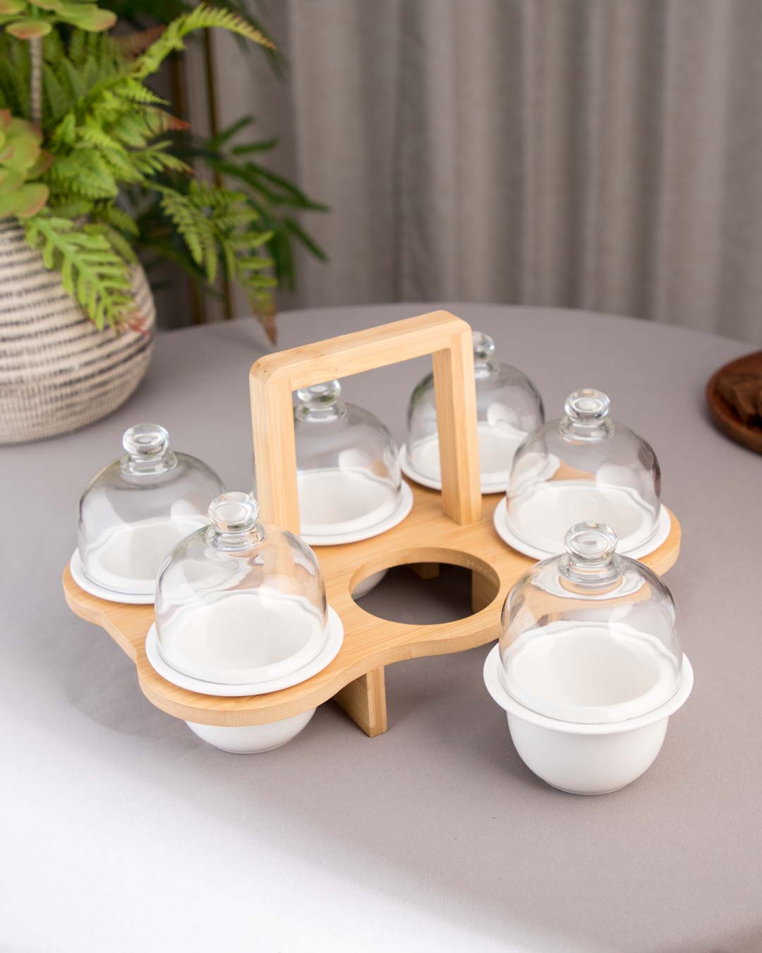 Divided Glass Serving Tray - 6 Compartments