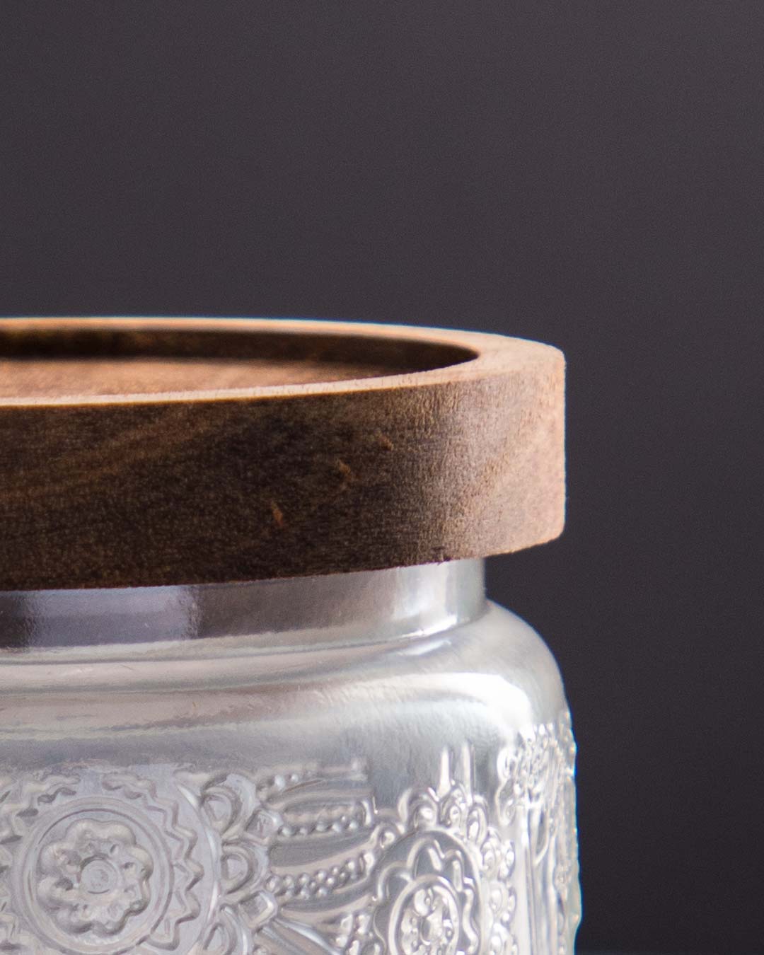 Embossed Storage Glass Jar