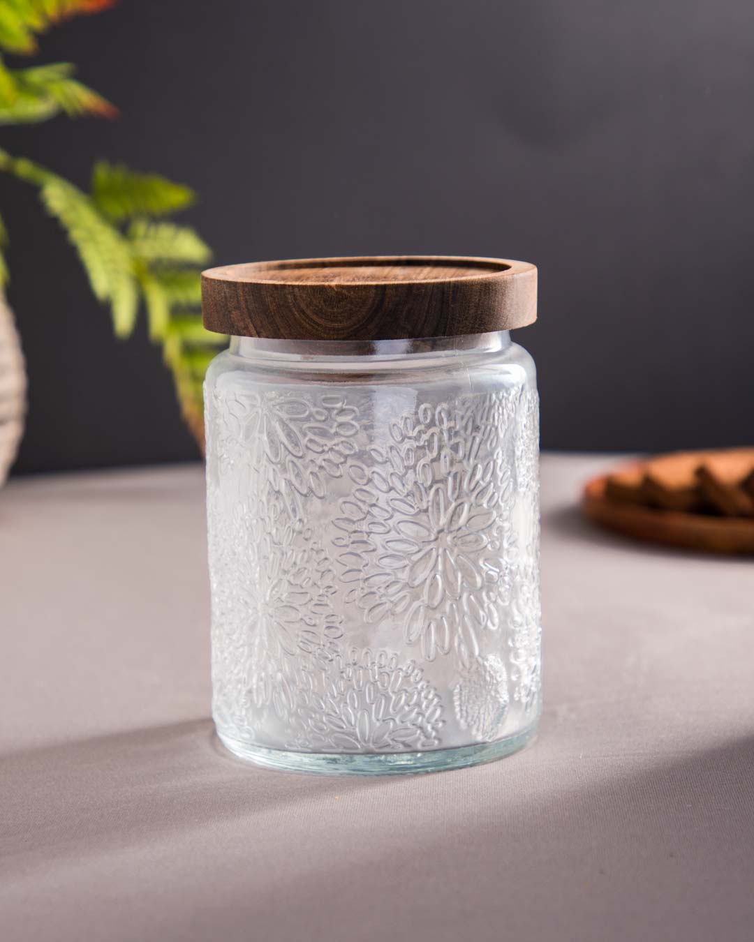 Embossed Storage Glass Jar
