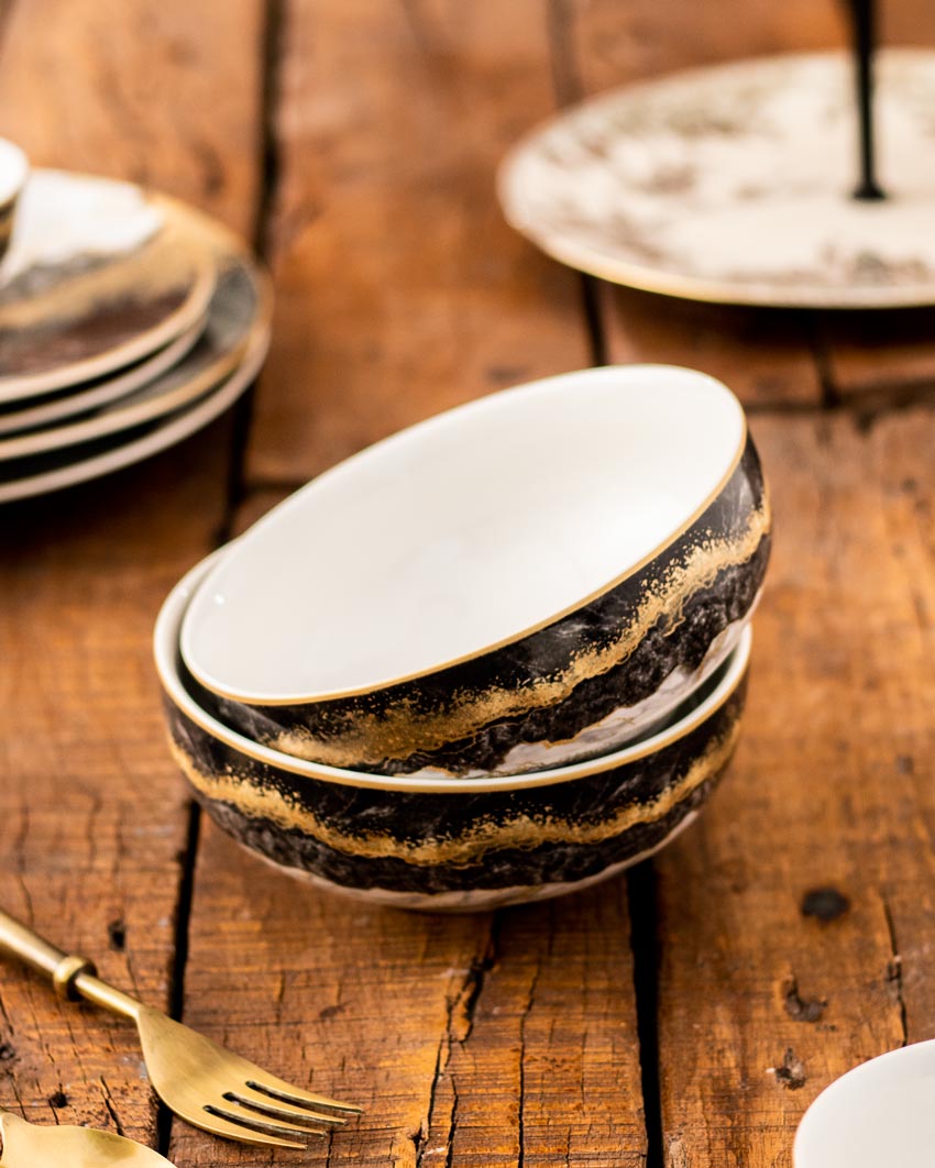 Marquina Gold Cereal Bowl - Set of 2 - The Decor Kart