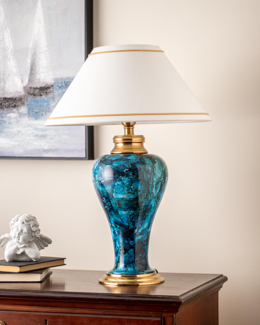 Blue Marble Finish Table Lamp