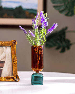 Transparent sturdy coloured glass flower vase