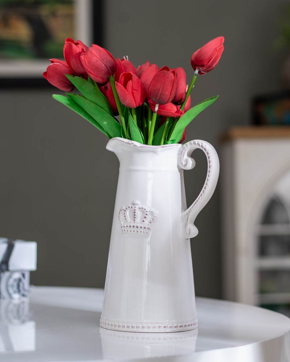 Crisp White 'Queen' Pitcher Vase - The Decor Kart