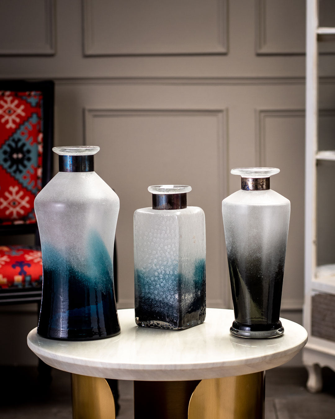 Blue Sedimentary Glass Vase - Tall
