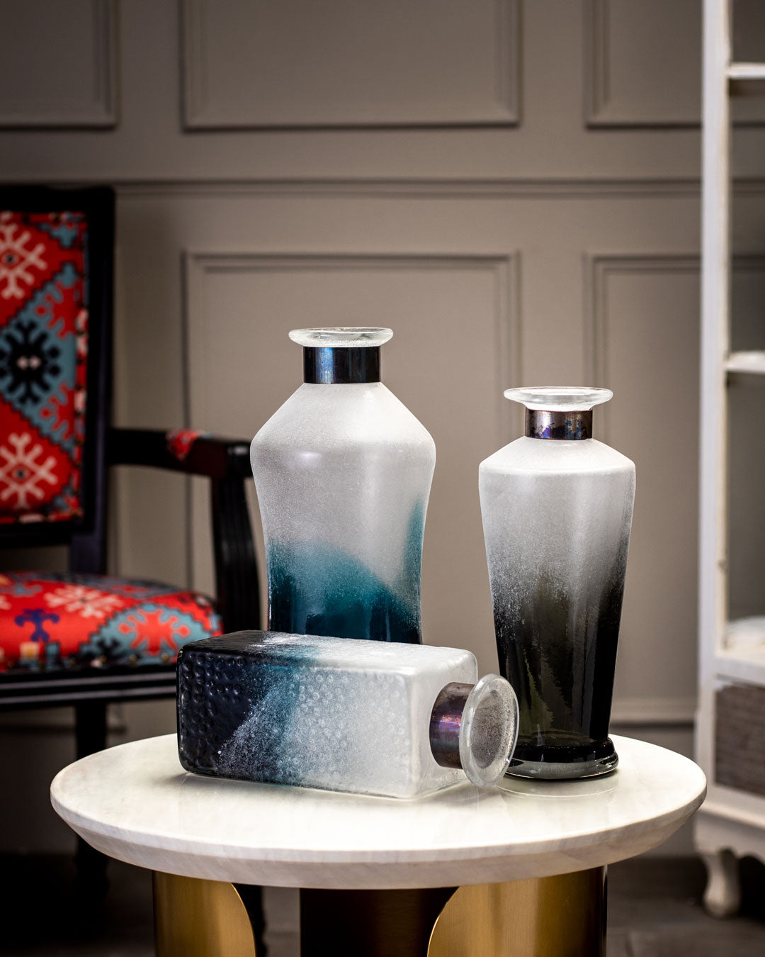Blue Sedimentary Glass Vase - Tall