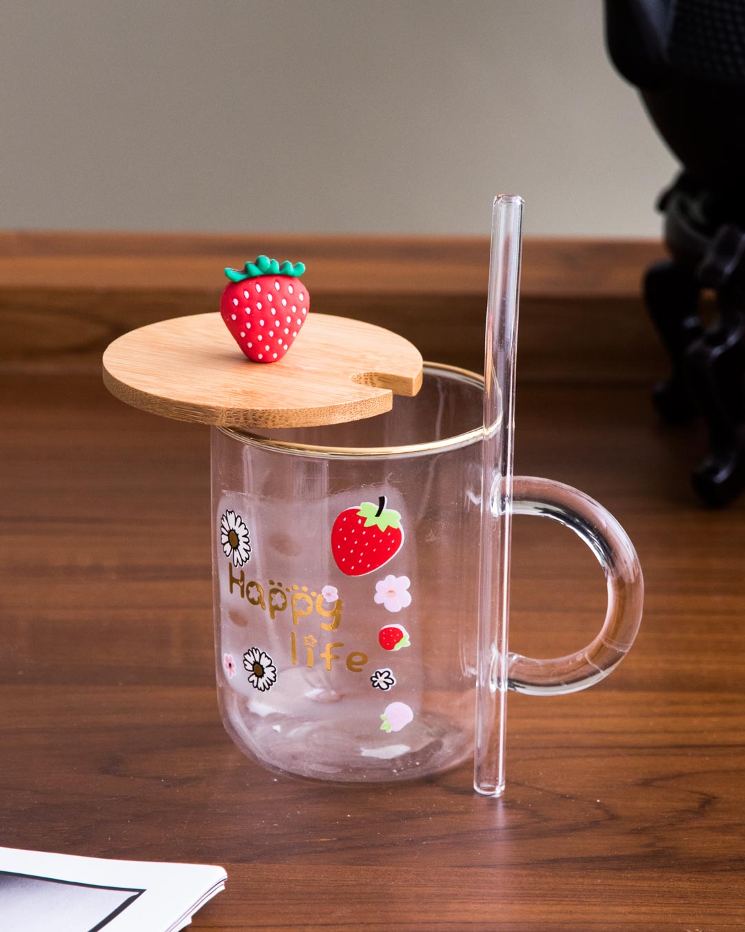 'Happy Life' Clear Coffee/Milk Mug