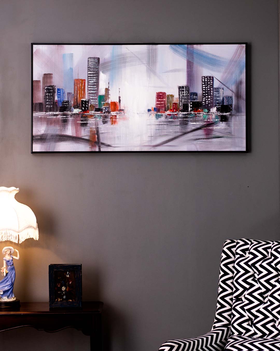 The City from Afar Semi Hand-made Wall Art - 48*25 Inch - The Decor Kart