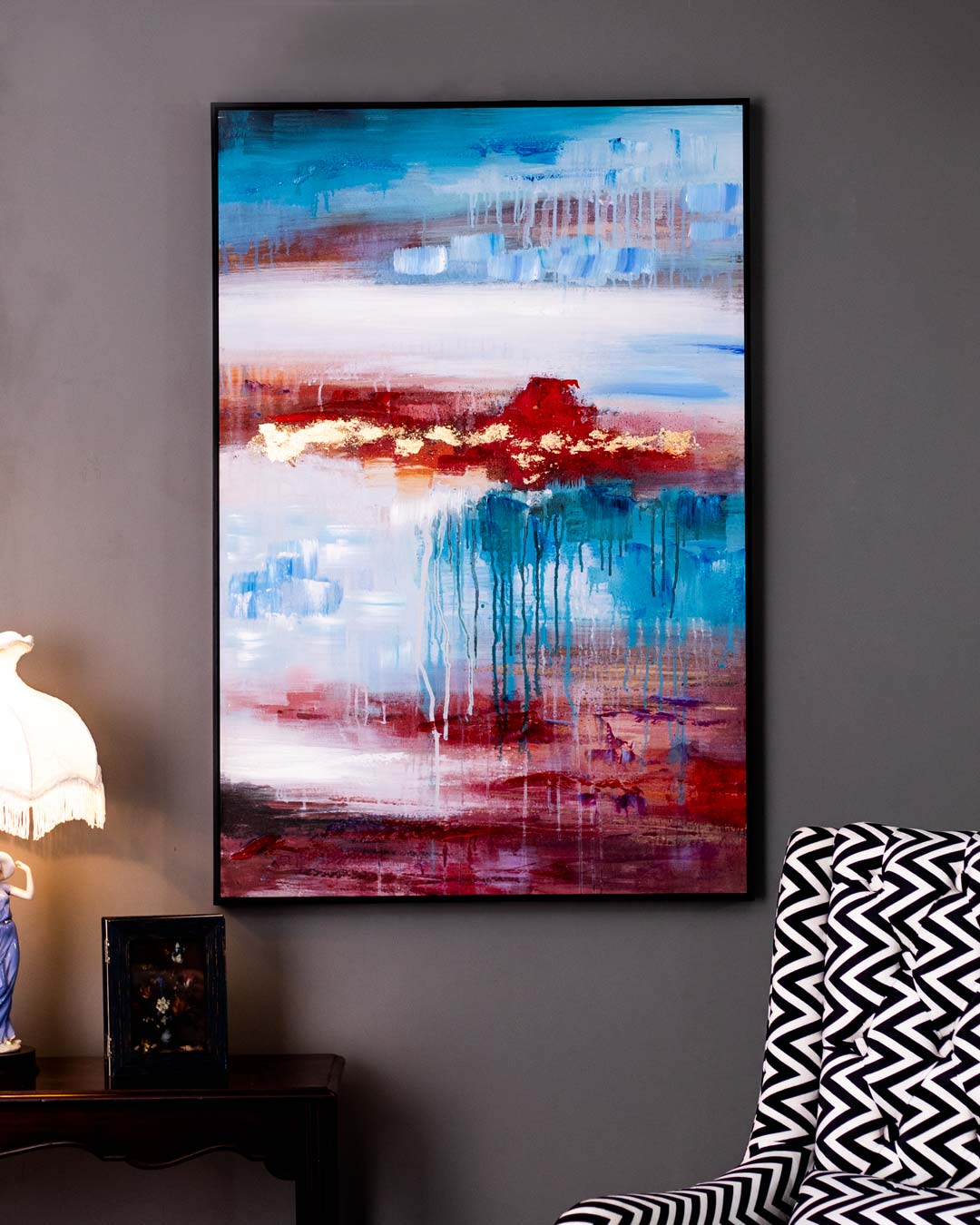 Blues Away Semi Hand-made Wall Art - 32*48 Inch - The Decor Kart