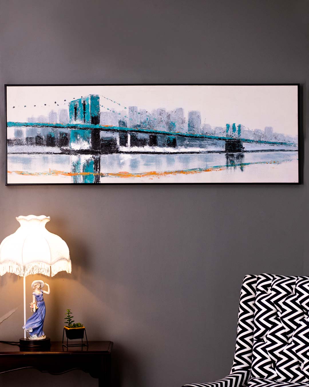 Brooklyn Bridge Semi Hand-made Wall Art - 60*21 Inch - The Decor Kart