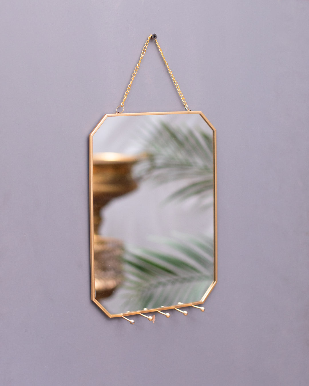 Golden Hanging Hexagonal Mirror - Small - The Decor Kart