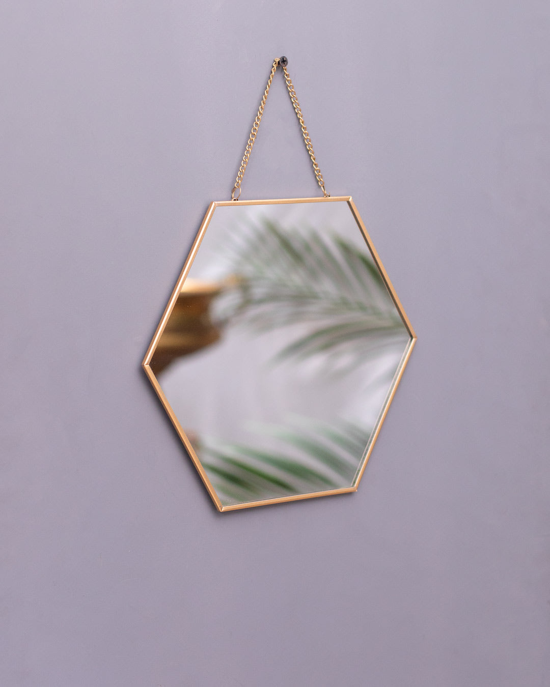 Golden Hanging Hexagonal Mirror - Small - The Decor Kart