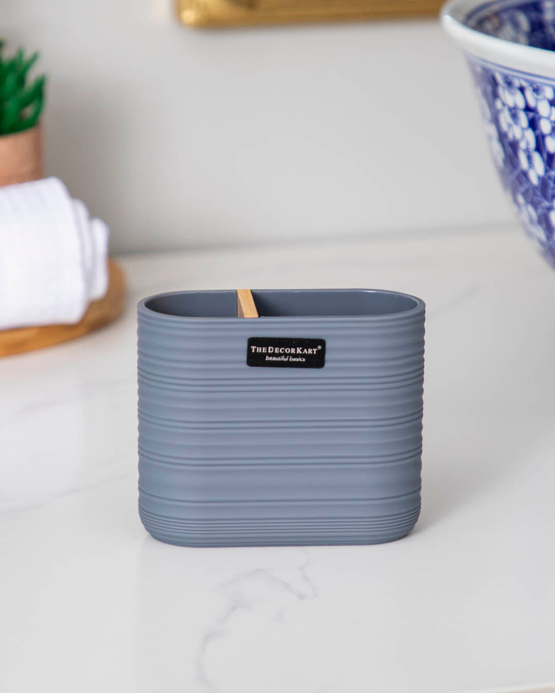 Modern acrylic bluish grey toothbrush holder - Bath decor