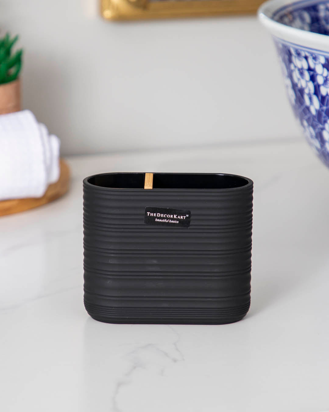 Modern acrylic matte black toothbrush holder