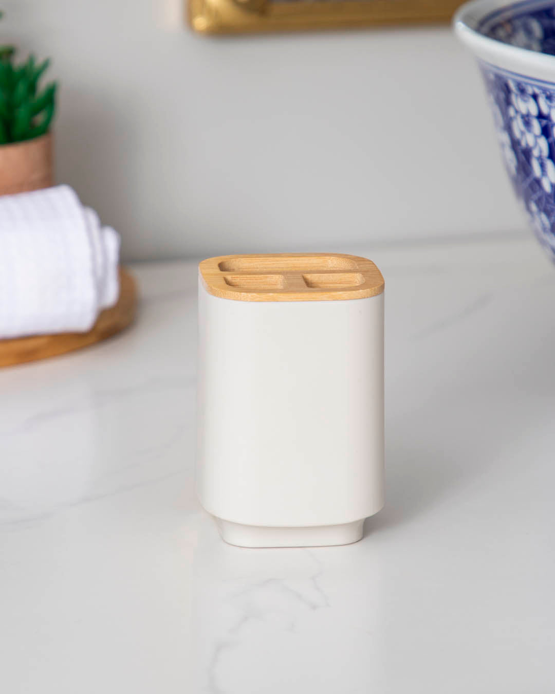 Modern minimal white toothbrush holder - bath decor