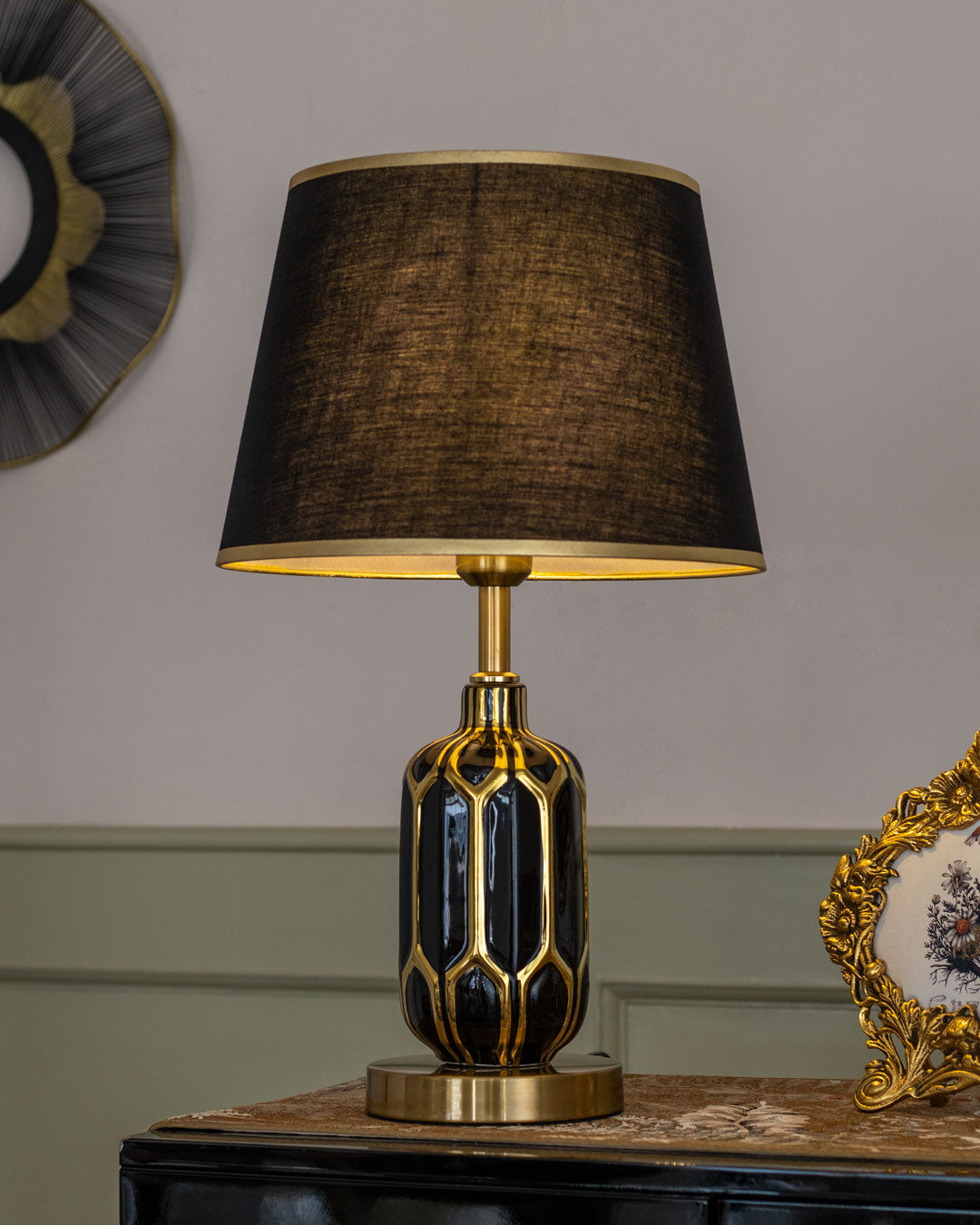 Asteria Ceramic Table Lamp - Black - The Decor Kart