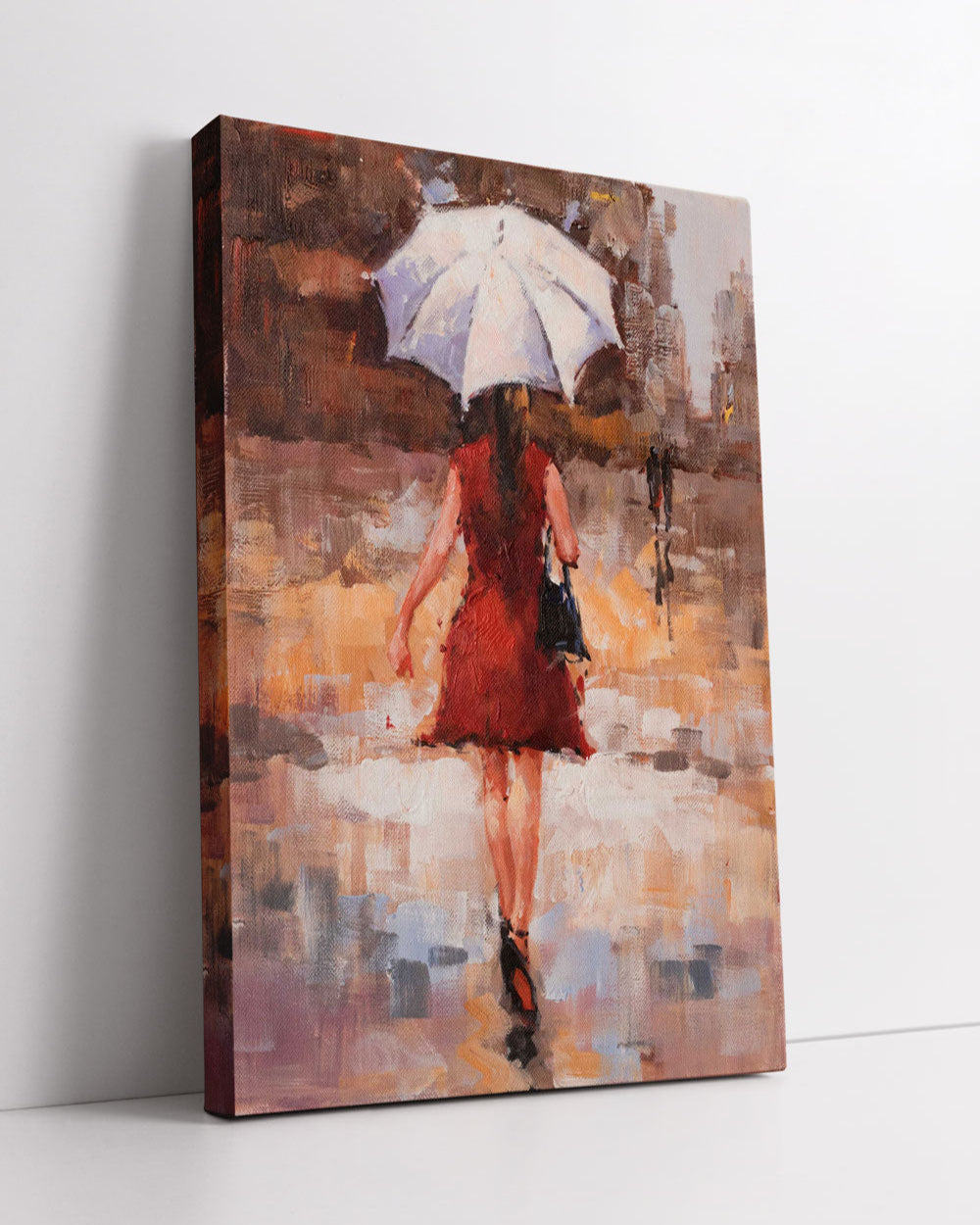 "Morden Art Umbrella Walk" Handmade Oil Painting 24"x 36" - The Decor Kart