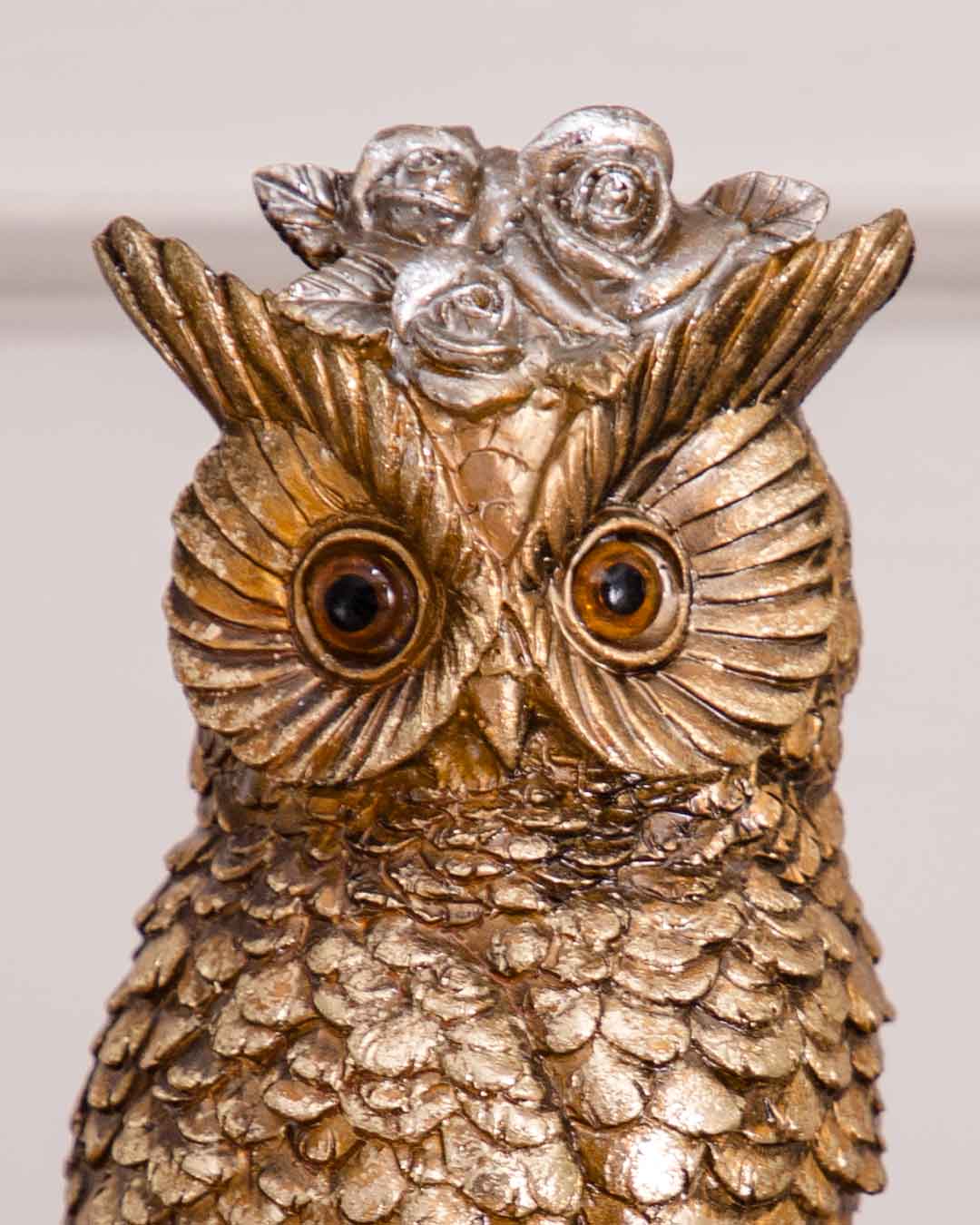 Majestic Night Guardian: Floral Owl Figurine