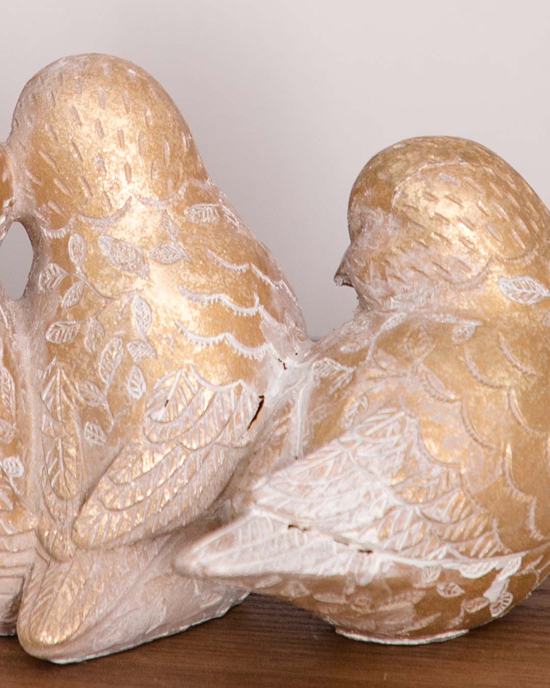 Golden Inseparable: Four Birds in Harmony Figurine Set