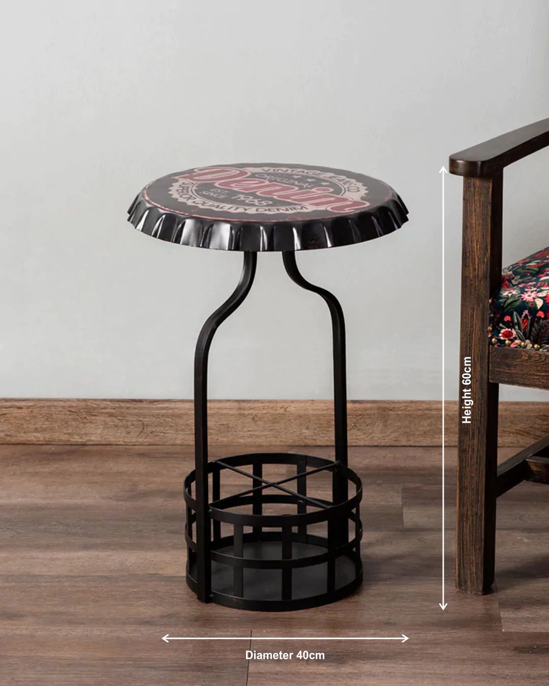 Bottle Cap Side Table with Storage - The Decor Kart