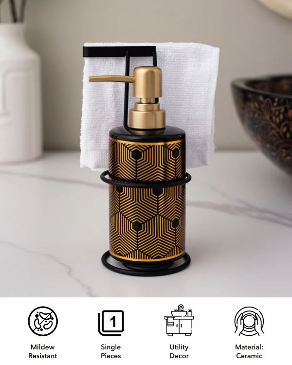 Geometric Pattern Soap Dispenser - Black