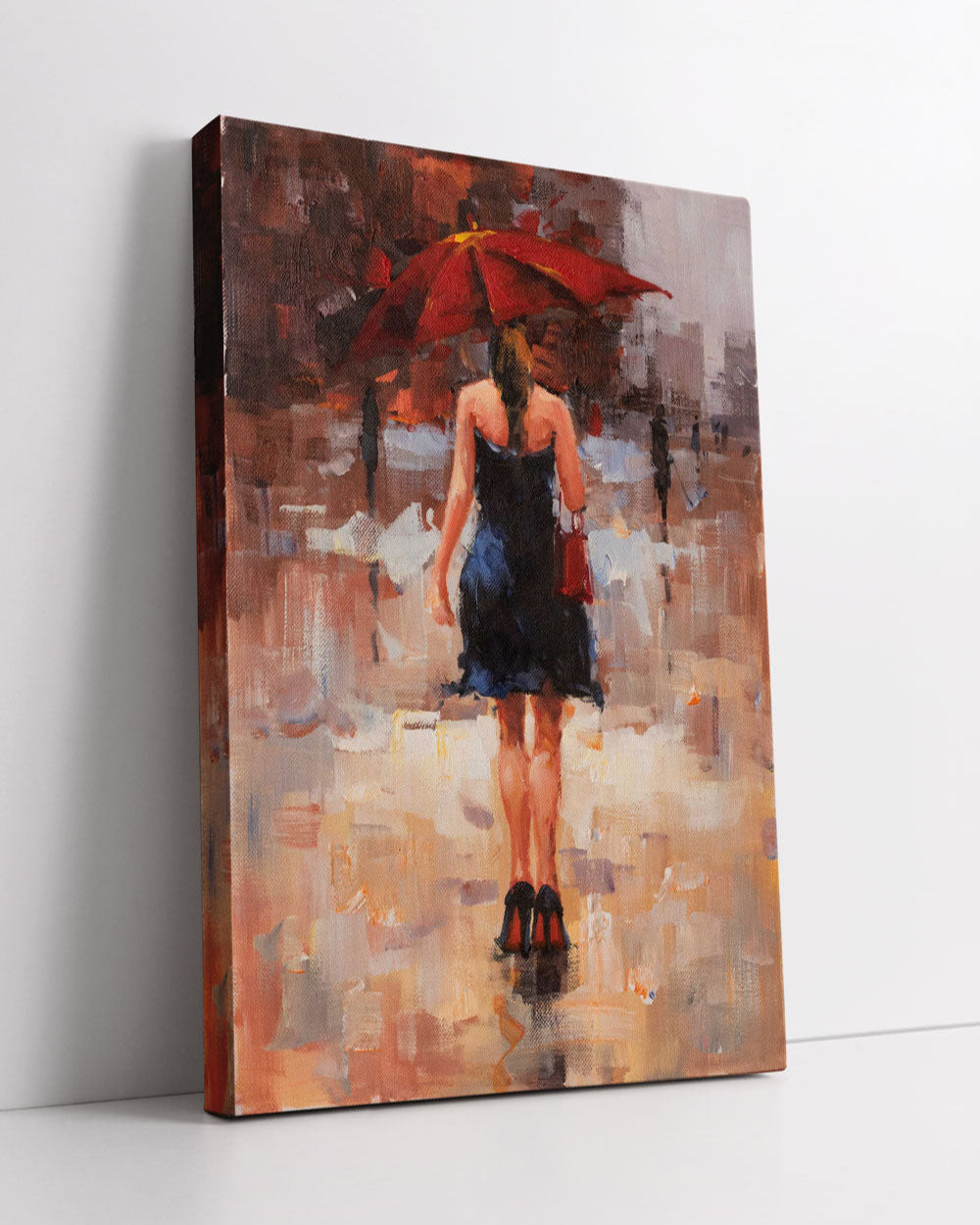 "The Red Umbrela" Handmade Oil Painting 24"x 36" - The Decor Kart