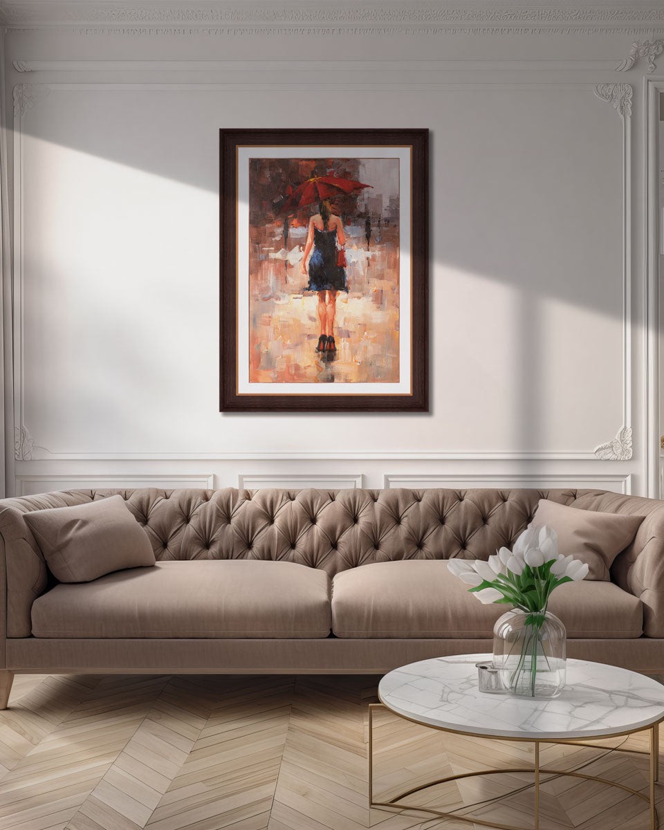"The Red Umbrela" Handmade Oil Painting 24"x 36" - The Decor Kart