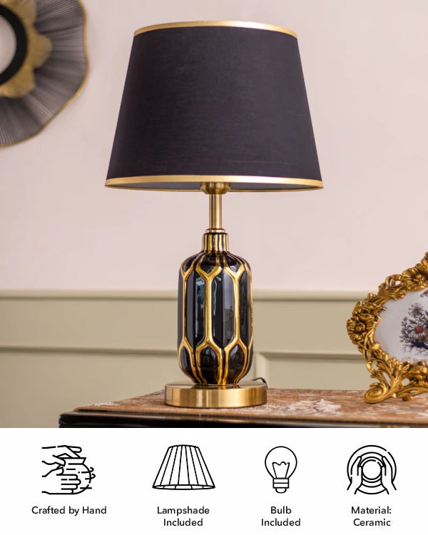 Asteria Ceramic Table Lamp - Black - The Decor Kart